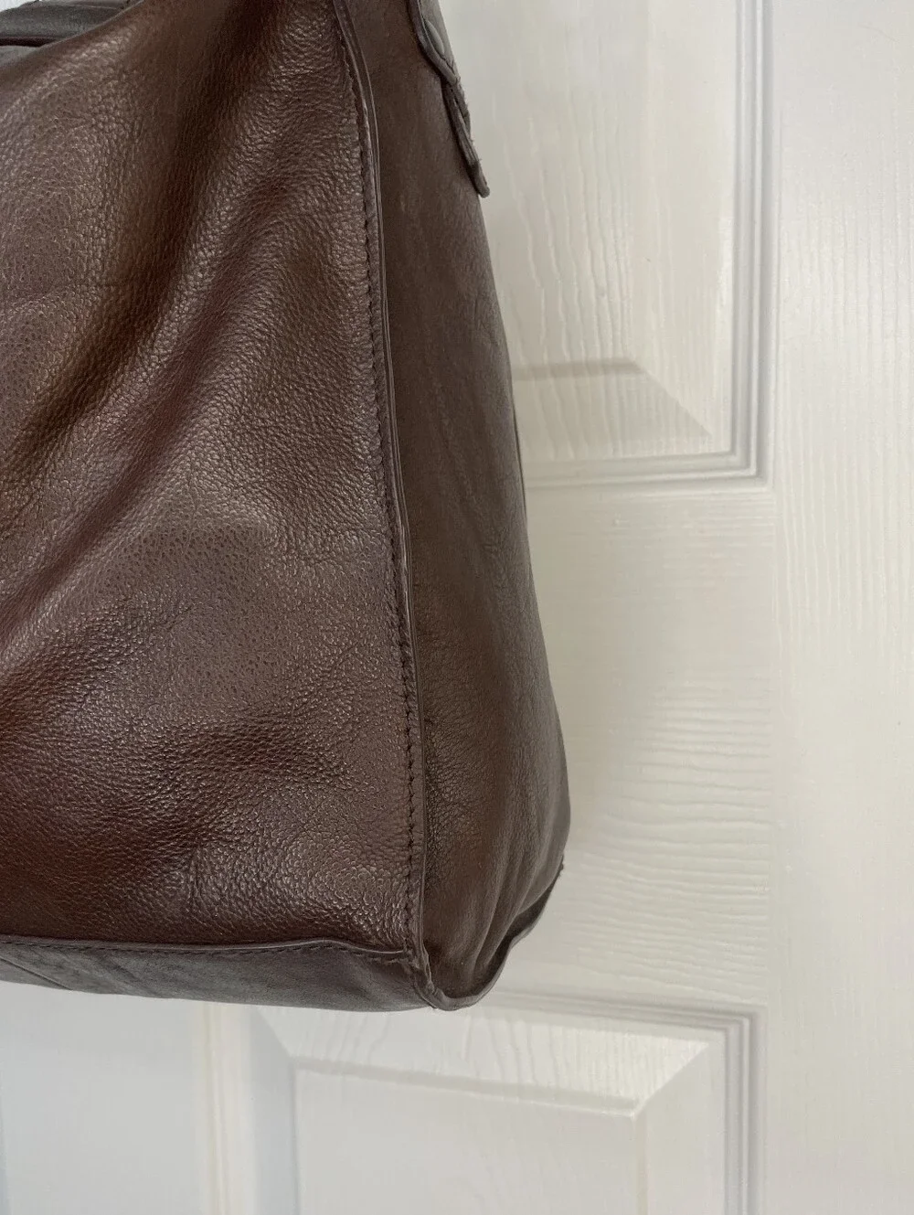 Barneys New York Dark Brown Leather Messenger Bag